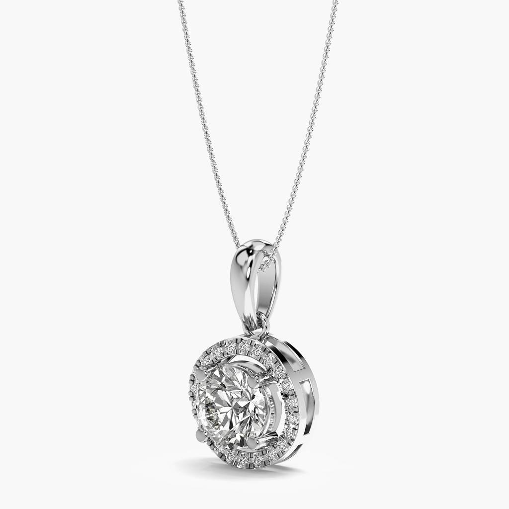 Classic Round Halo Diamond Pendant : AIPO-143