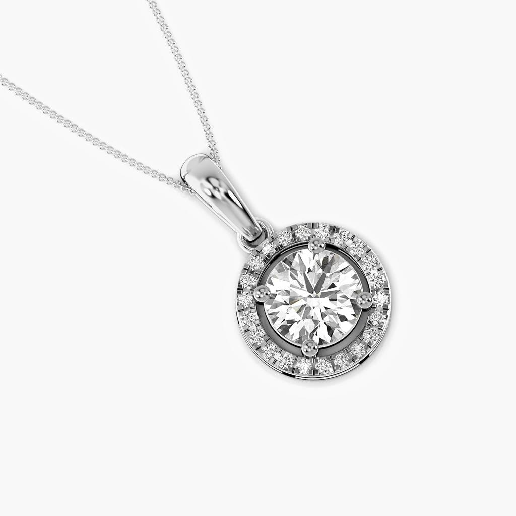 Classic Round Halo Diamond Pendant : AIPO-143