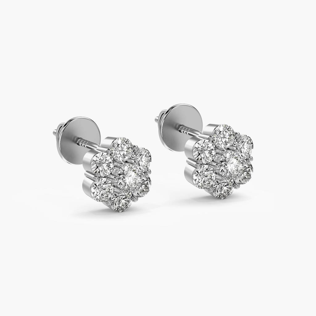 Floral Cluster Lab-Grown Diamond Earrings : ER-355