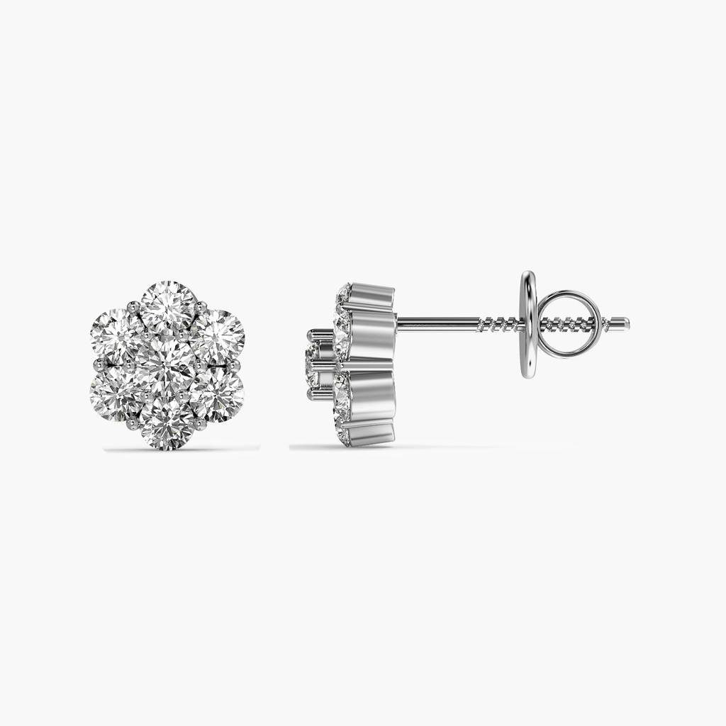 Floral Cluster Lab-Grown Diamond Earrings : ER-355