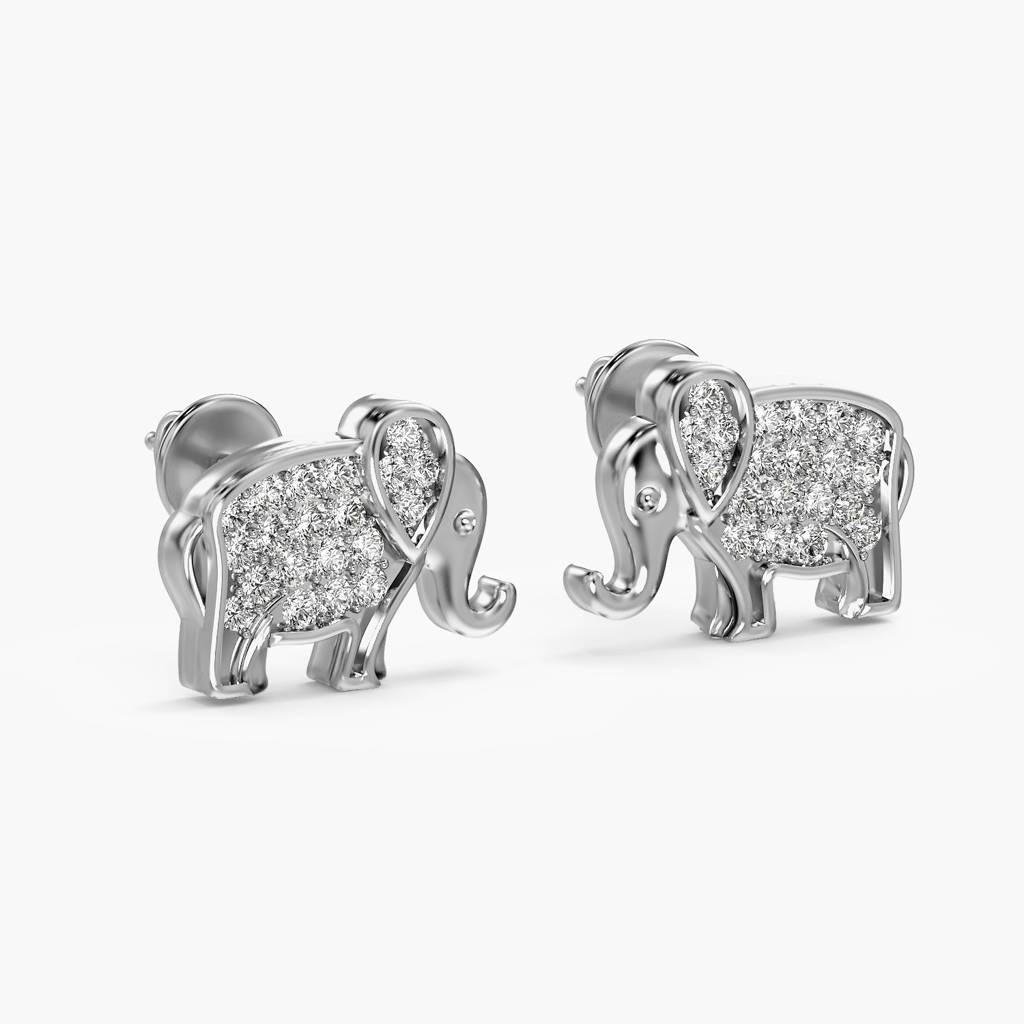 Elephant Motif Lab-Grown Diamond Earrings : ER-372