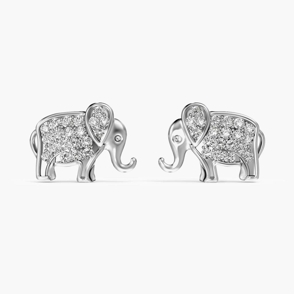 Elephant Motif Lab-Grown Diamond Earrings : ER-372