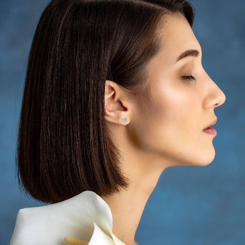Elephant Motif Lab-Grown Diamond Earrings : ER-372