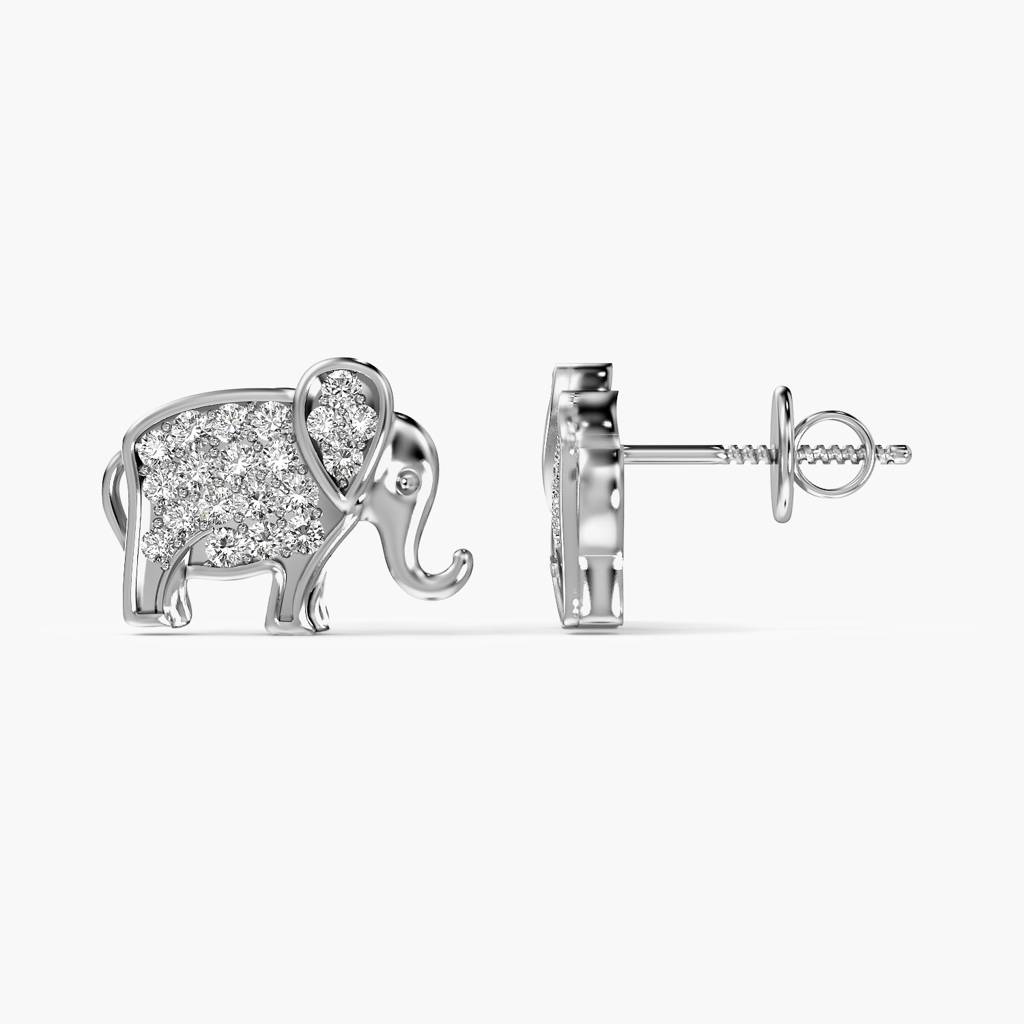 Elephant Motif Lab-Grown Diamond Earrings : ER-372