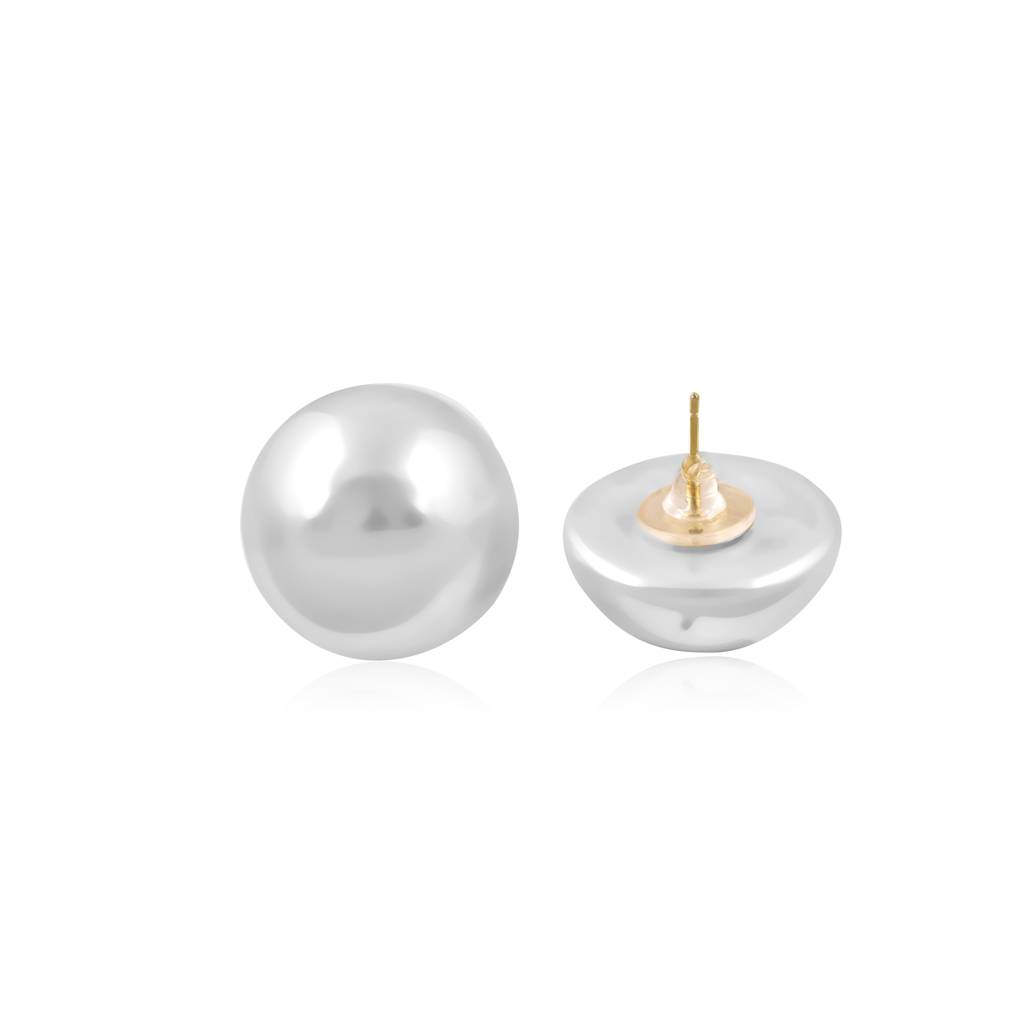 The Pearl Story - 30 Mm Ivory White Half Shell Pearl Statement Studs : WFES36