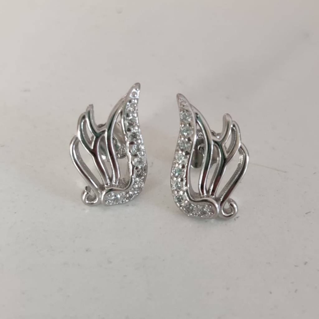 Silver Zircon Winged Earrings : ER0508