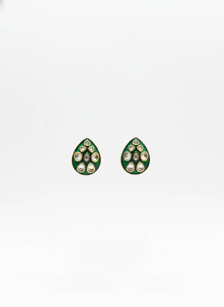 Emerald Meenakari & Kundan Stud Earrings : BSJ-78