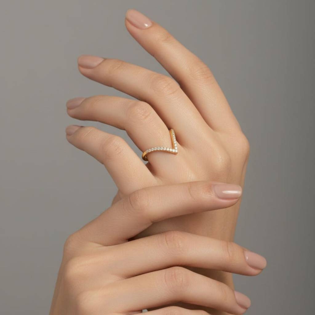 18K Gold Plated V-Shaped Zircon Ring : RJFSRG01