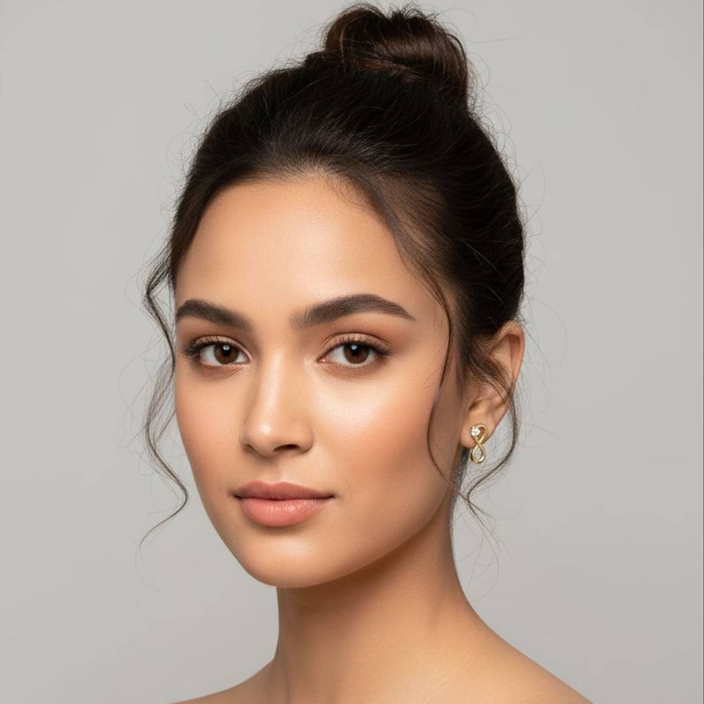 18K Gold Plated Infinity White Zircon Stud Earrings : RJFSER28