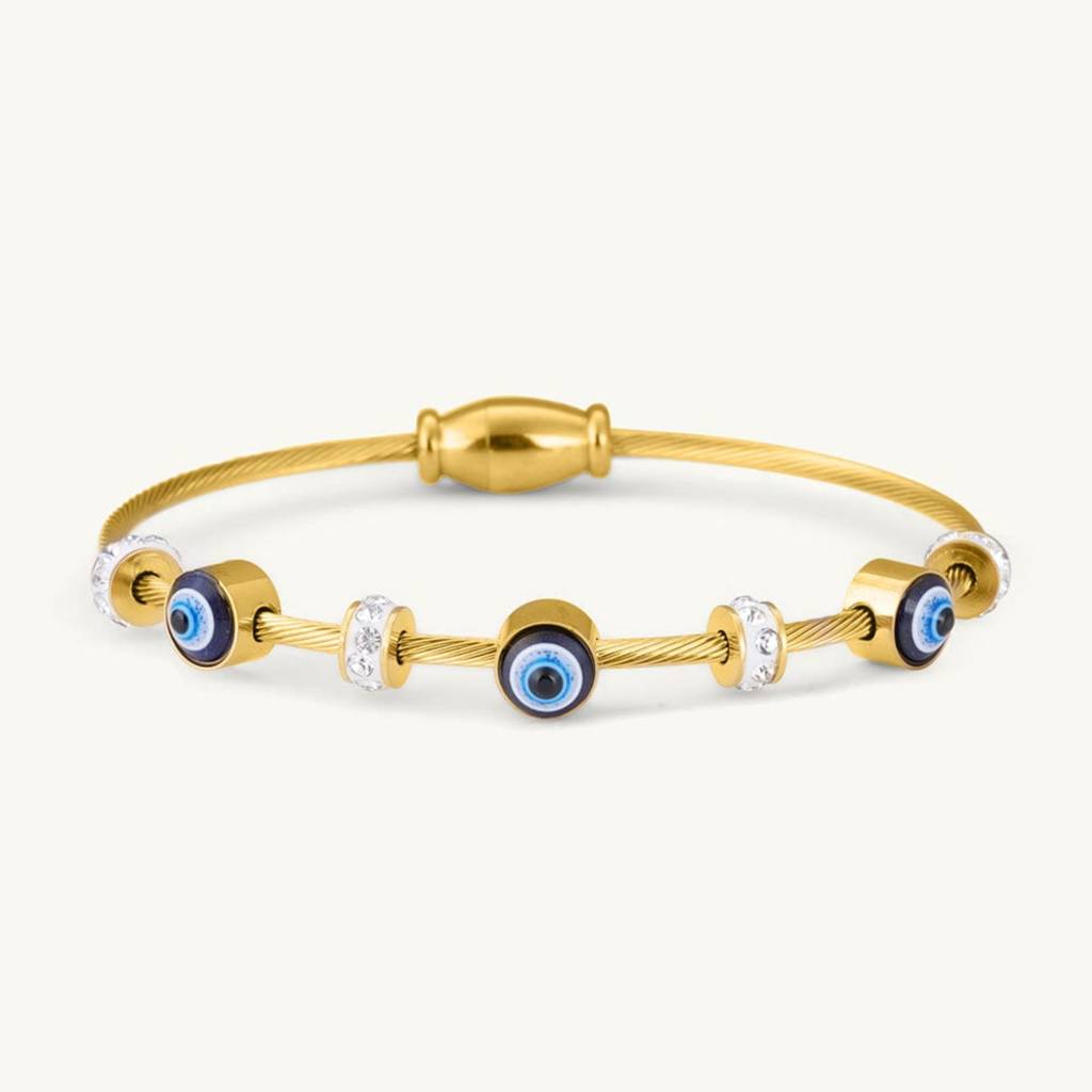 18K Gold Plated Evil Eye Cable Bracelet : RJFSBR31