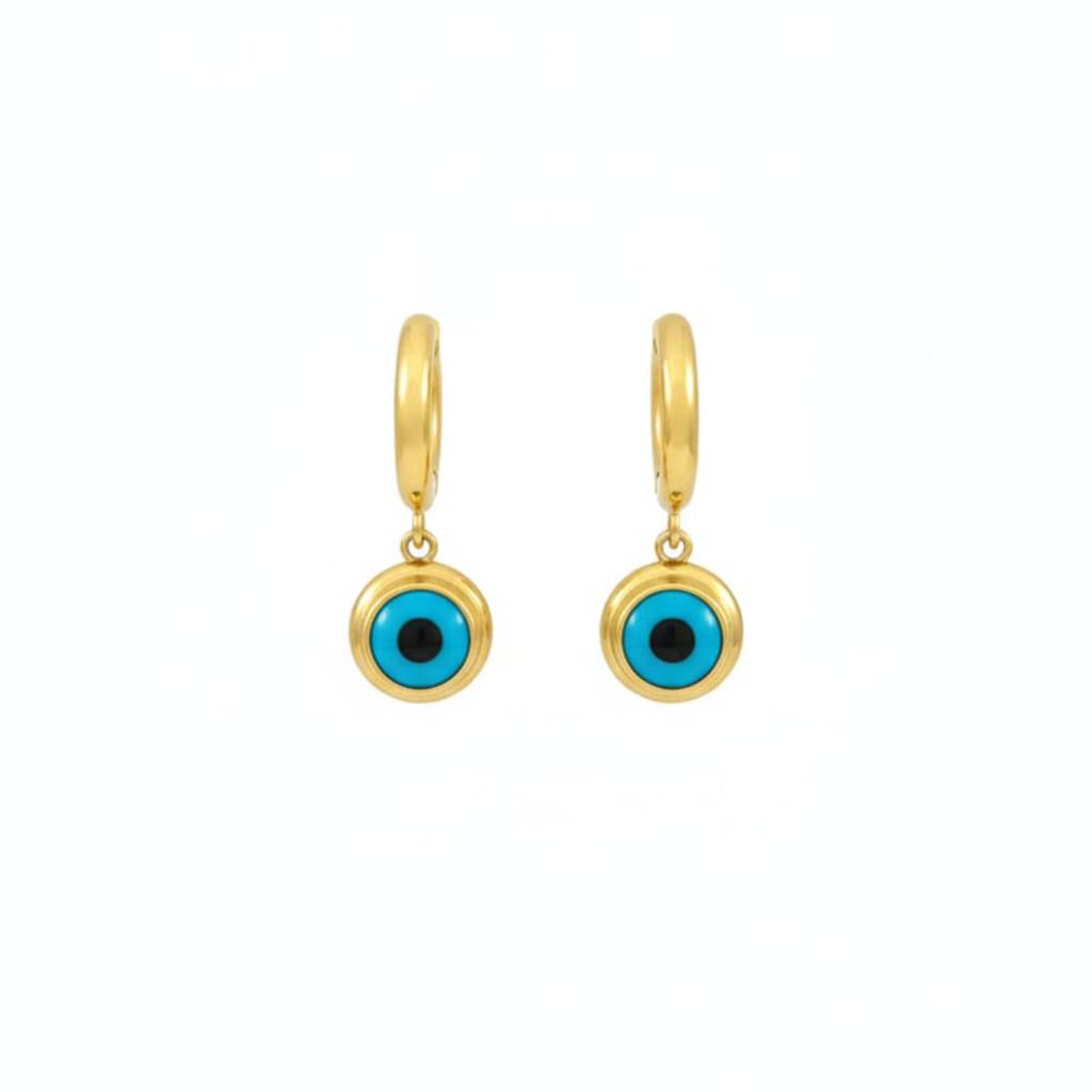 18K Gold Plated Evil Eye Drop Earrings : RJFSER45