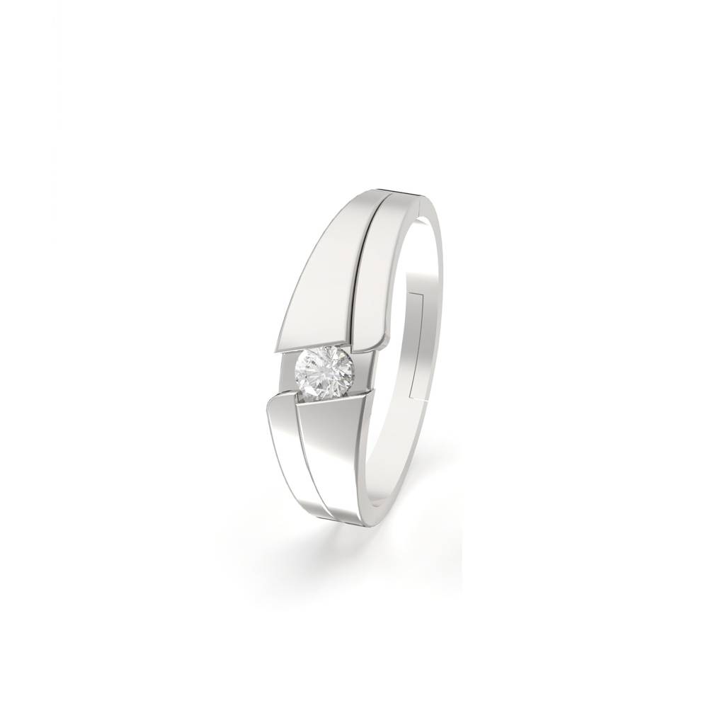 Silver Classic Solitaire Men'S Ring : ZLCPLR-1002-MW