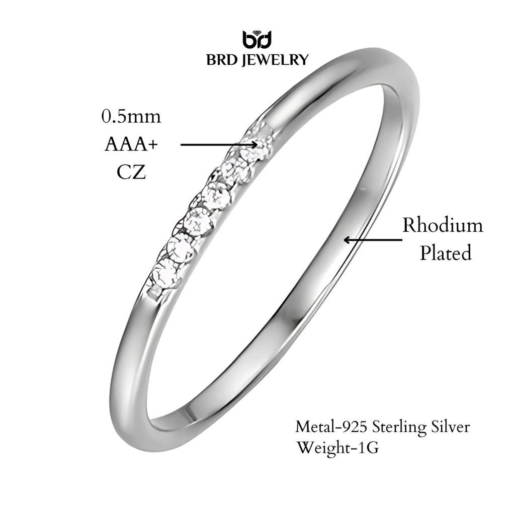Brd Jewelry 925 Sterling Silver Minimalist Cz Band Ring For Women & Girls : brdk267k7