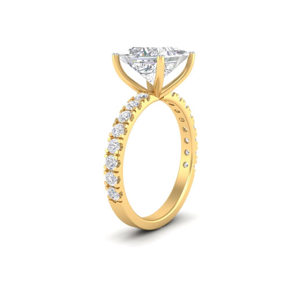 3Ct Princess Cut Moissanite Women Engagement Ring 14K Gold Plated : FJ_002
