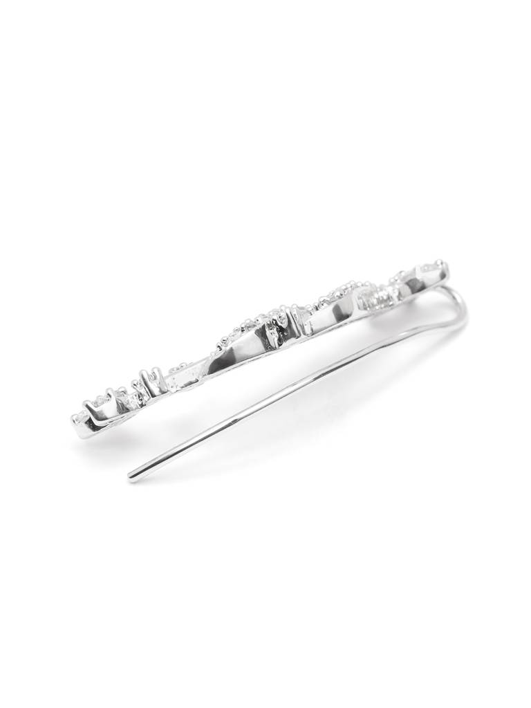 Rhodium Plated American Diamond Earcuffs : YI24A0728E