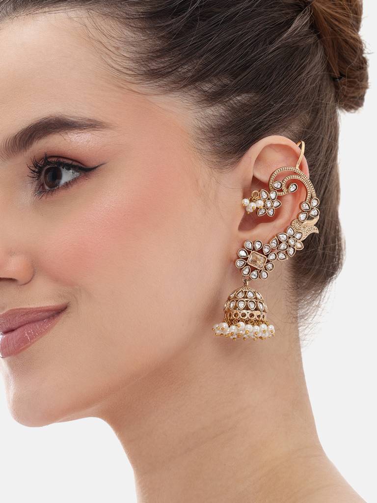 Gold Plated Jaipuri Jhumki Earcuff : YI24A0730E