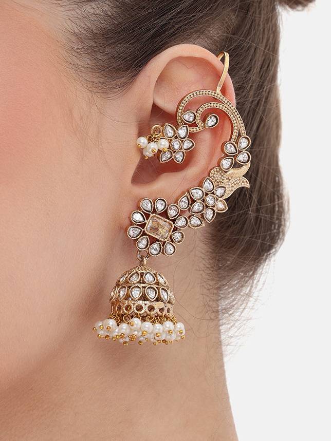 Gold Plated Jaipuri Jhumki Earcuff : YI24A0730E