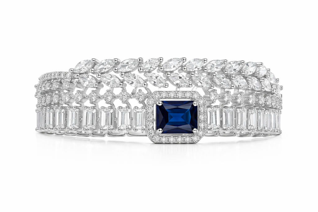 American Diamond Sapphire Bracelet With Premium Chocolates- Gift Set : YI24A0775B