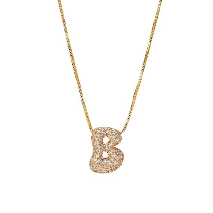 Yumi Sparkling Initial Letter Necklace For Women & Girls : YUMIB1
