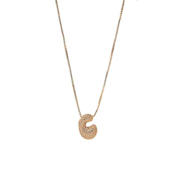 Yumi Sparkling Initial Letter Necklace For Women & Girls : YUMIC1
