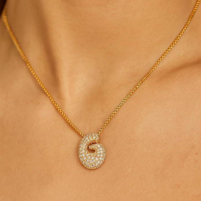 Yumi Sparkling Initial Letter Necklace For Women & Girls : YUMIG1