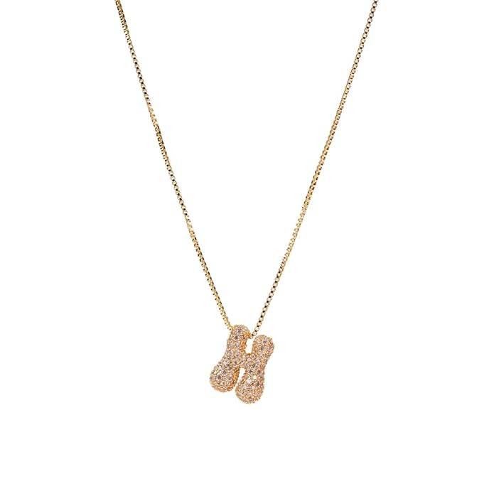 Yumi Sparkling Initial Letter Necklace For Women & Girls : YUMIH1