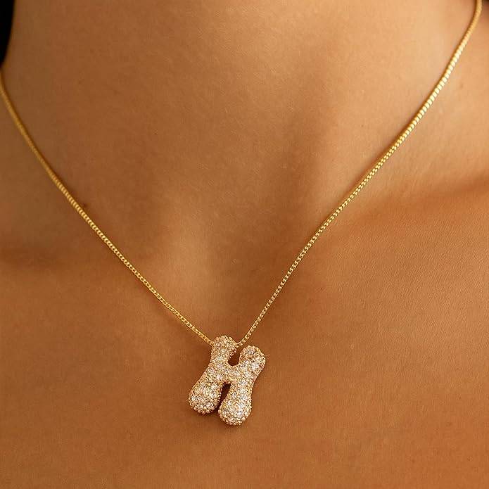 Yumi Sparkling Initial Letter Necklace For Women & Girls : YUMIH1
