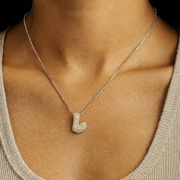 Yumi Sparkling Initial Letter Necklace For Women & Girls : YUMIL1