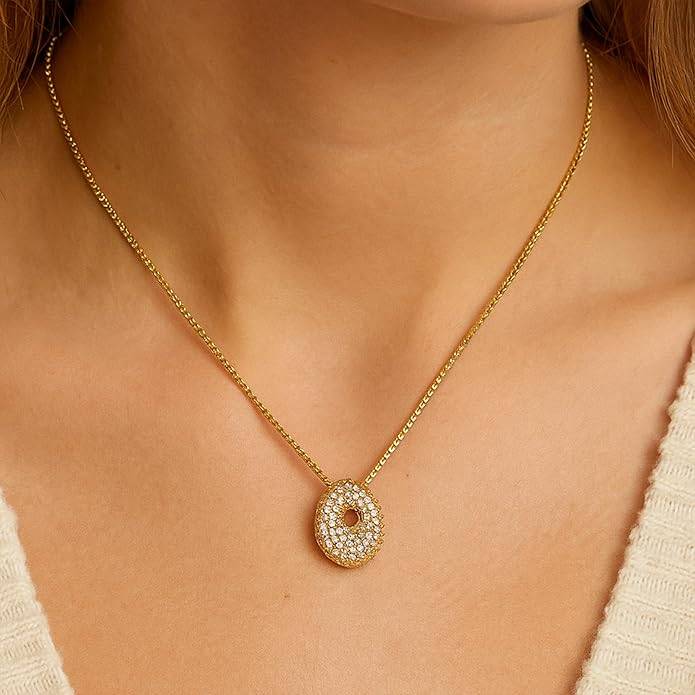 Yumi Sparkling Initial Letter Necklace For Women & Girls : YUMIO1