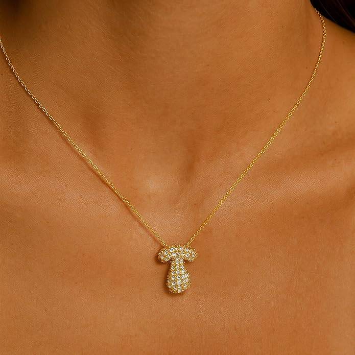 Yumi Sparkling Initial Letter Necklace For Women & Girls : YUMIT1