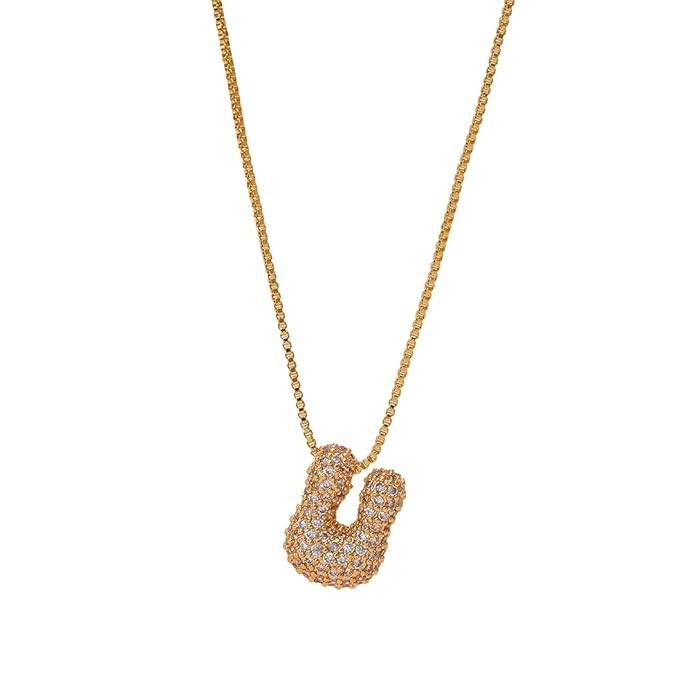 Yumi Sparkling Initial Letter Necklace For Women & Girls : YUMIU1