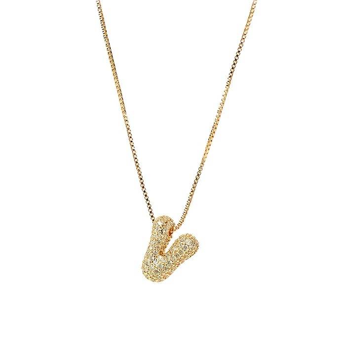 Yumi Sparkling Initial Letter Necklace For Women & Girls : YUMIV1