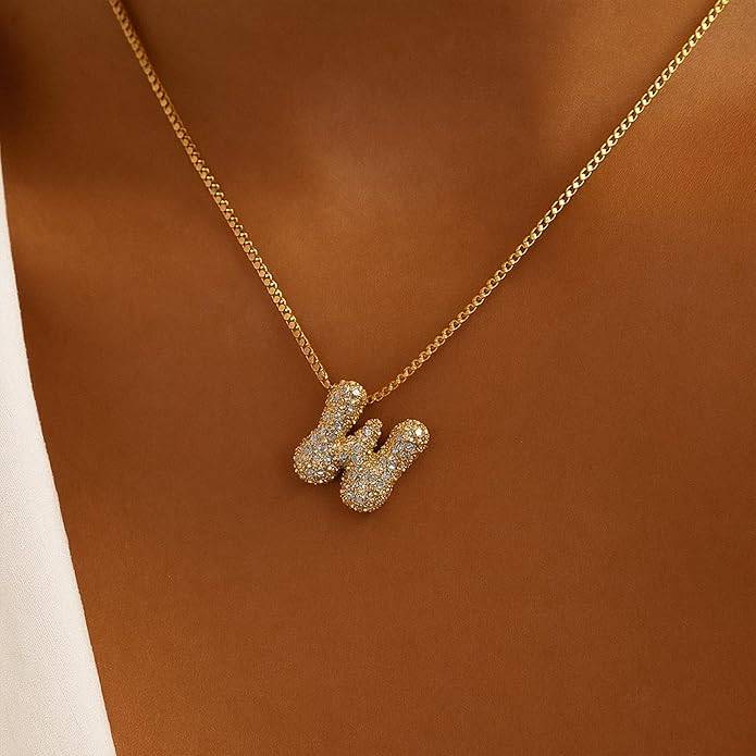 Yumi Sparkling Initial Letter Necklace For Women & Girls : YUMIW1