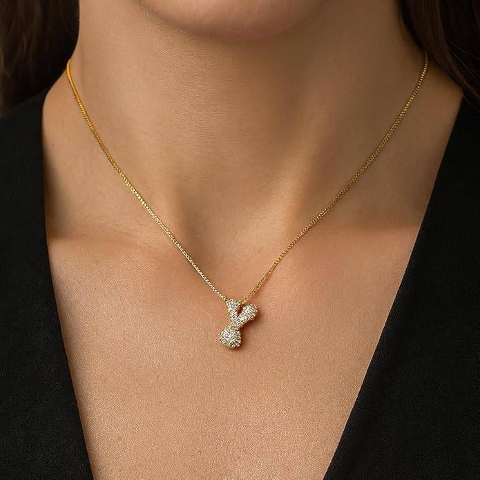 Yumi Sparkling Initial Letter Necklace For Women & Girls : YUMIY1