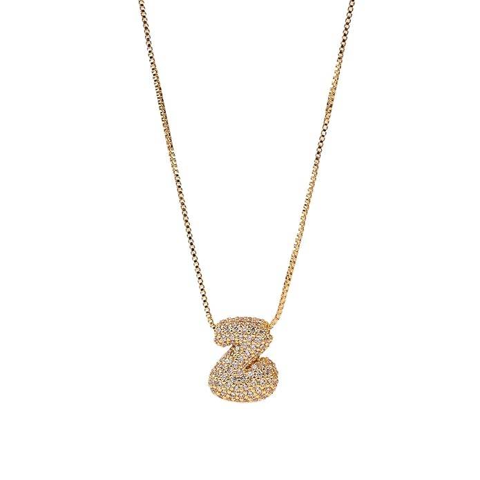 Yumi Sparkling Initial Letter Necklace For Women & Girls : YUMIZ1