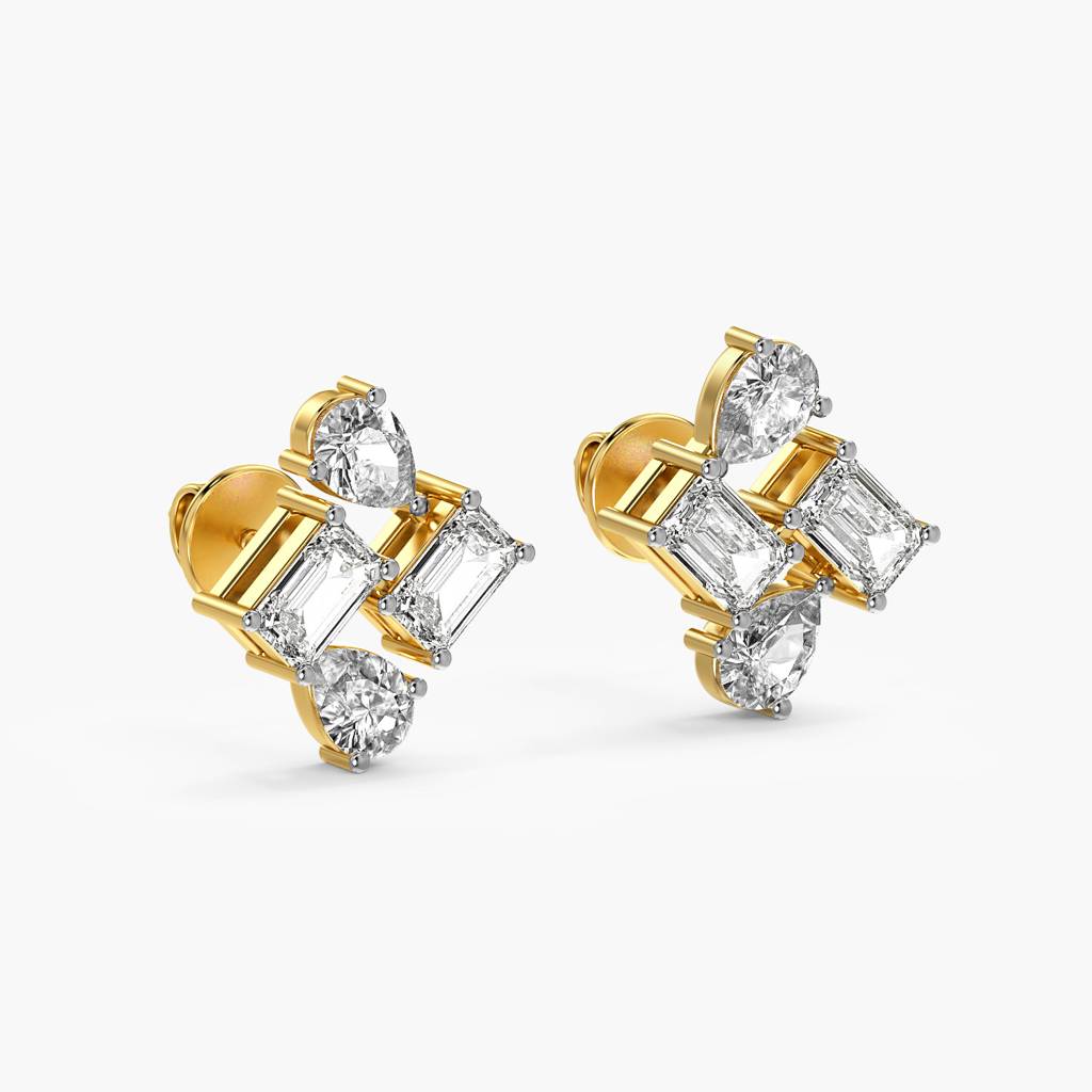 Geometric Grace Lab-Grown Diamond Earrings : AIER-044