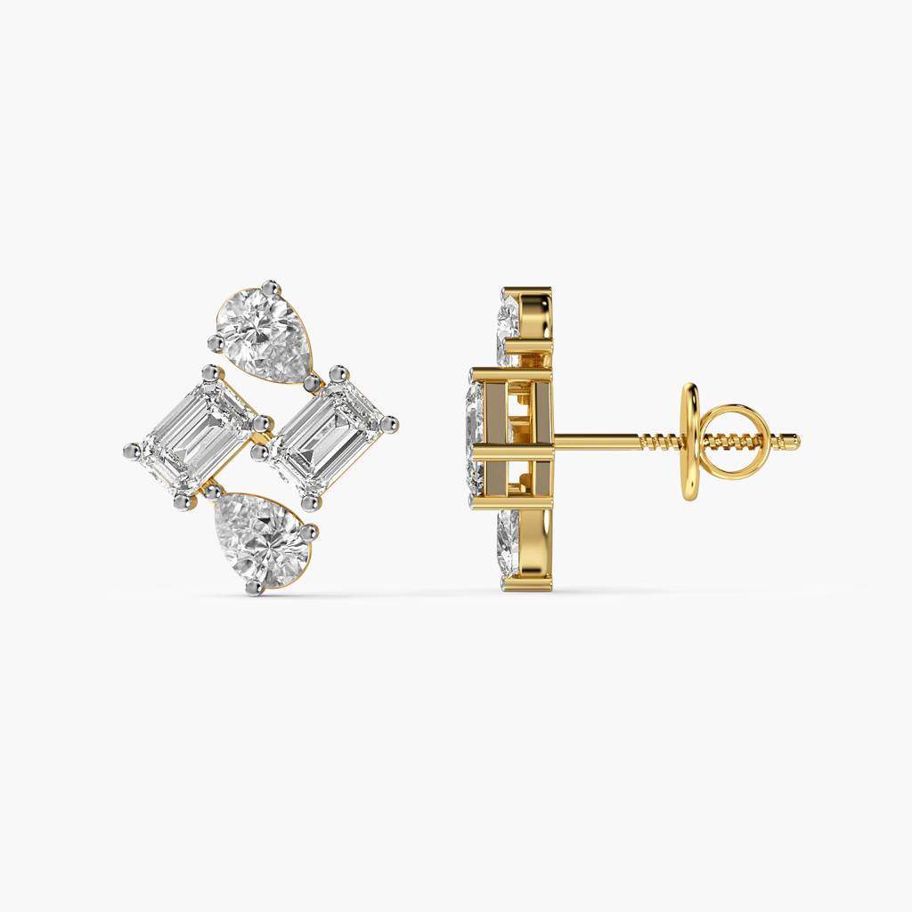 Geometric Grace Lab-Grown Diamond Earrings : AIER-044