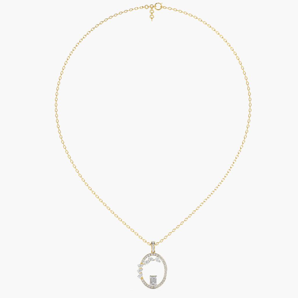 1.8 Ct Abstract Halo Necklace (With Chain) : AIPO-076A