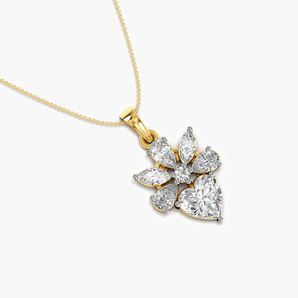 2.5 Ct Floral Heart Diamond Pendant : AIPO-093A