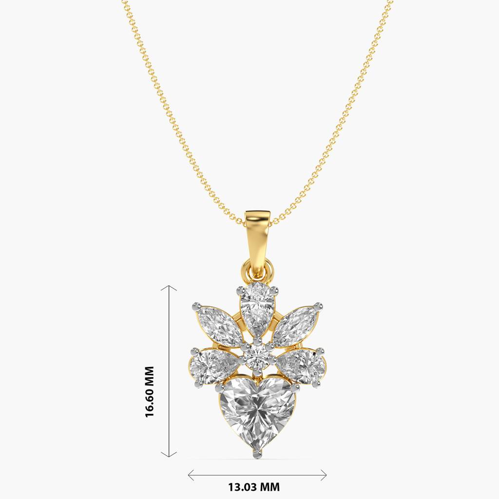 2.5 Ct Floral Heart Diamond Pendant : AIPO-093A