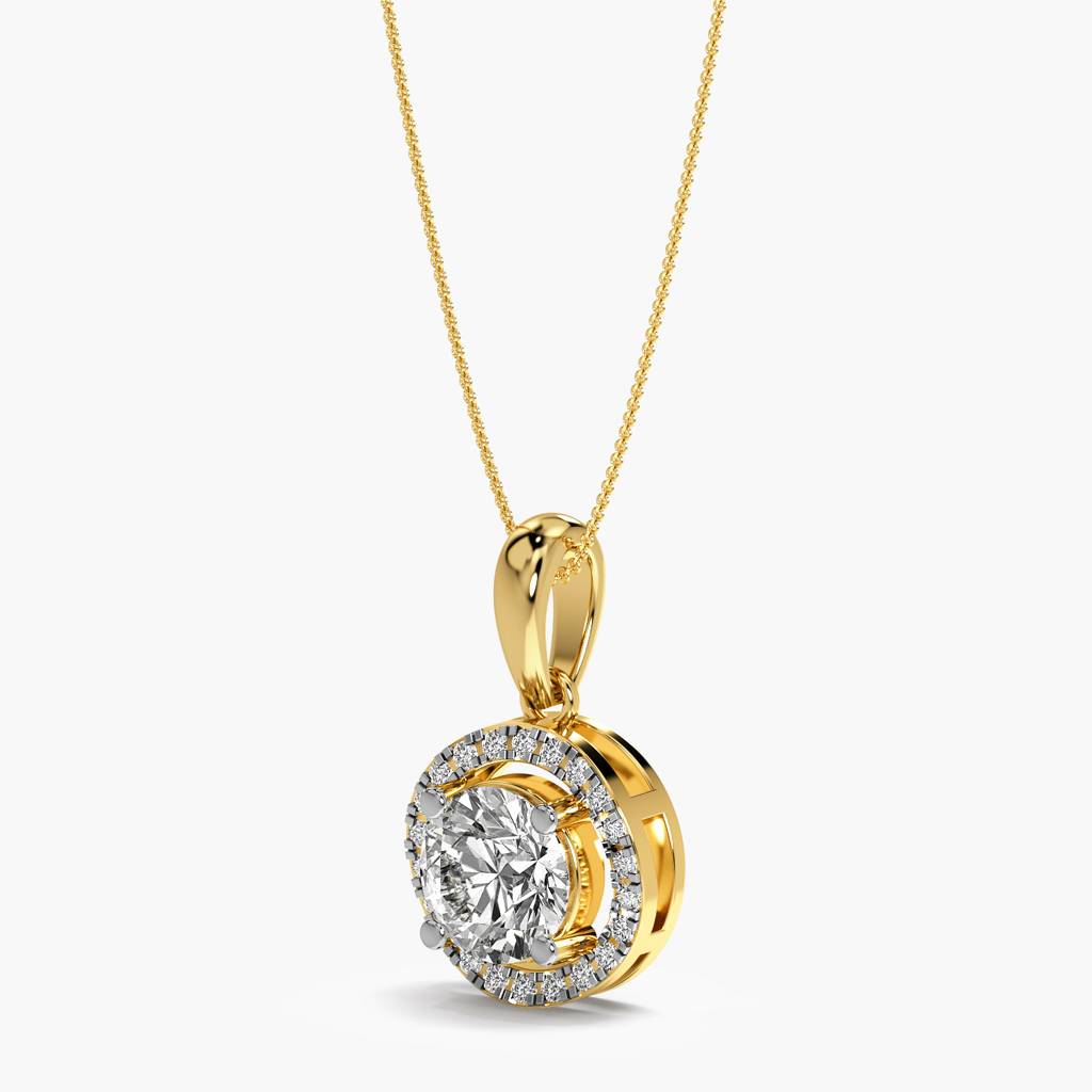 Classic Round Halo Diamond Pendant : AIPO-143