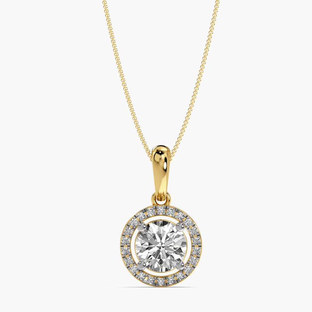 Classic Round Halo Diamond Pendant : AIPO-143