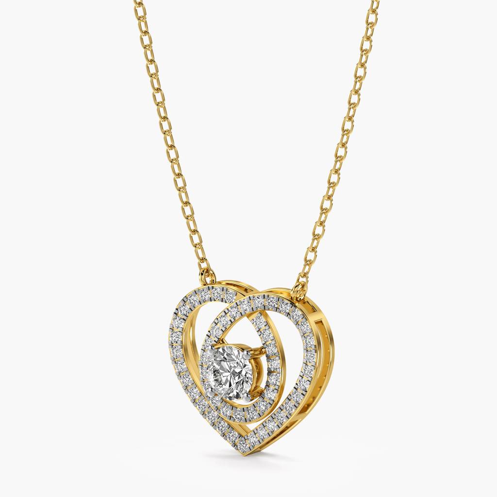 Double Heart Diamond Pendant : AIPO-171