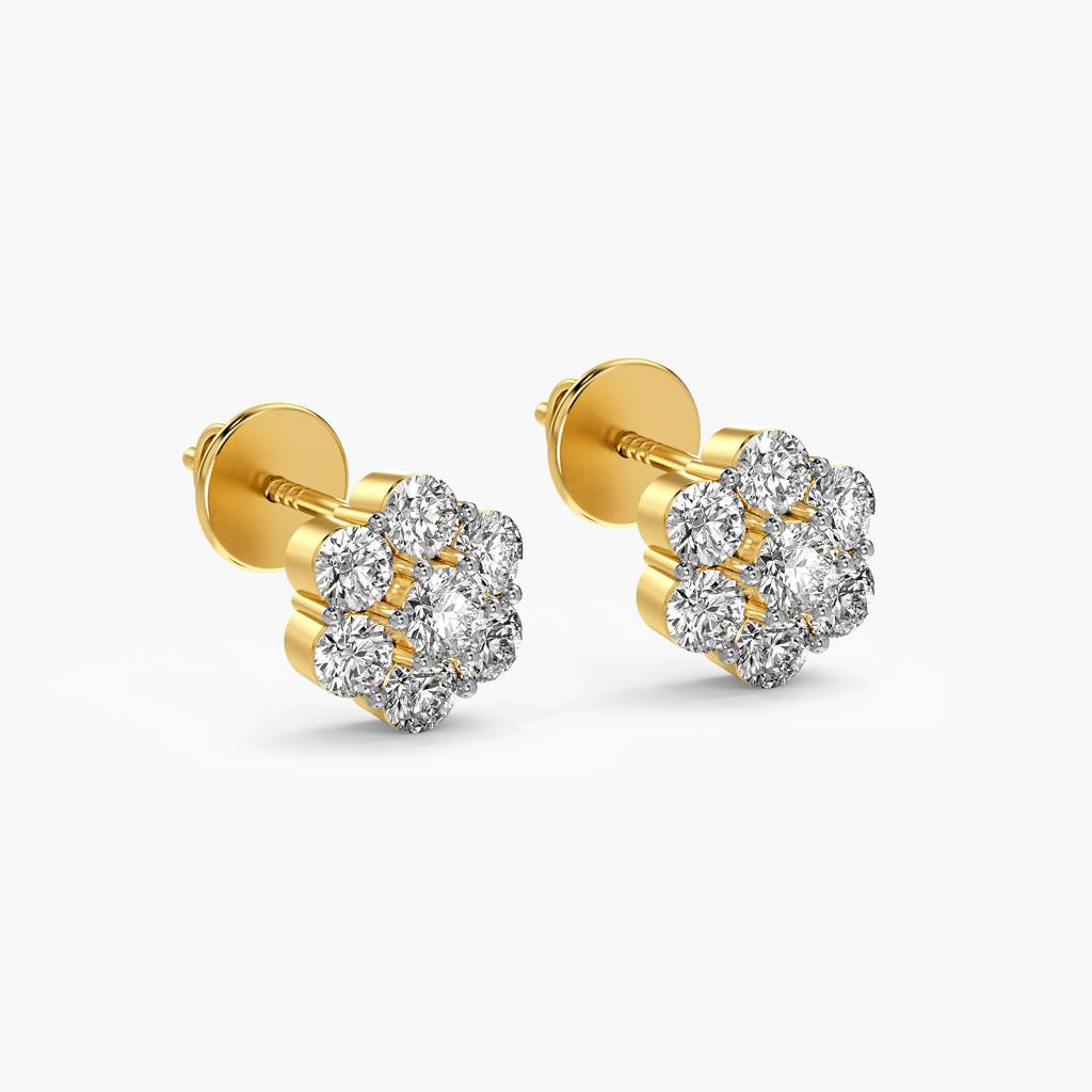 Floral Cluster Lab-Grown Diamond Earrings : ER-355