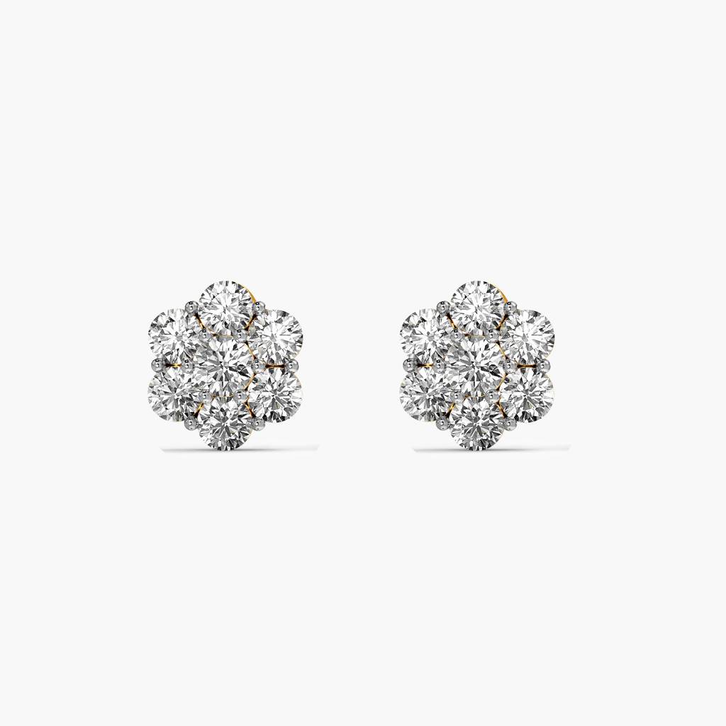 Floral Cluster Lab-Grown Diamond Earrings : ER-355