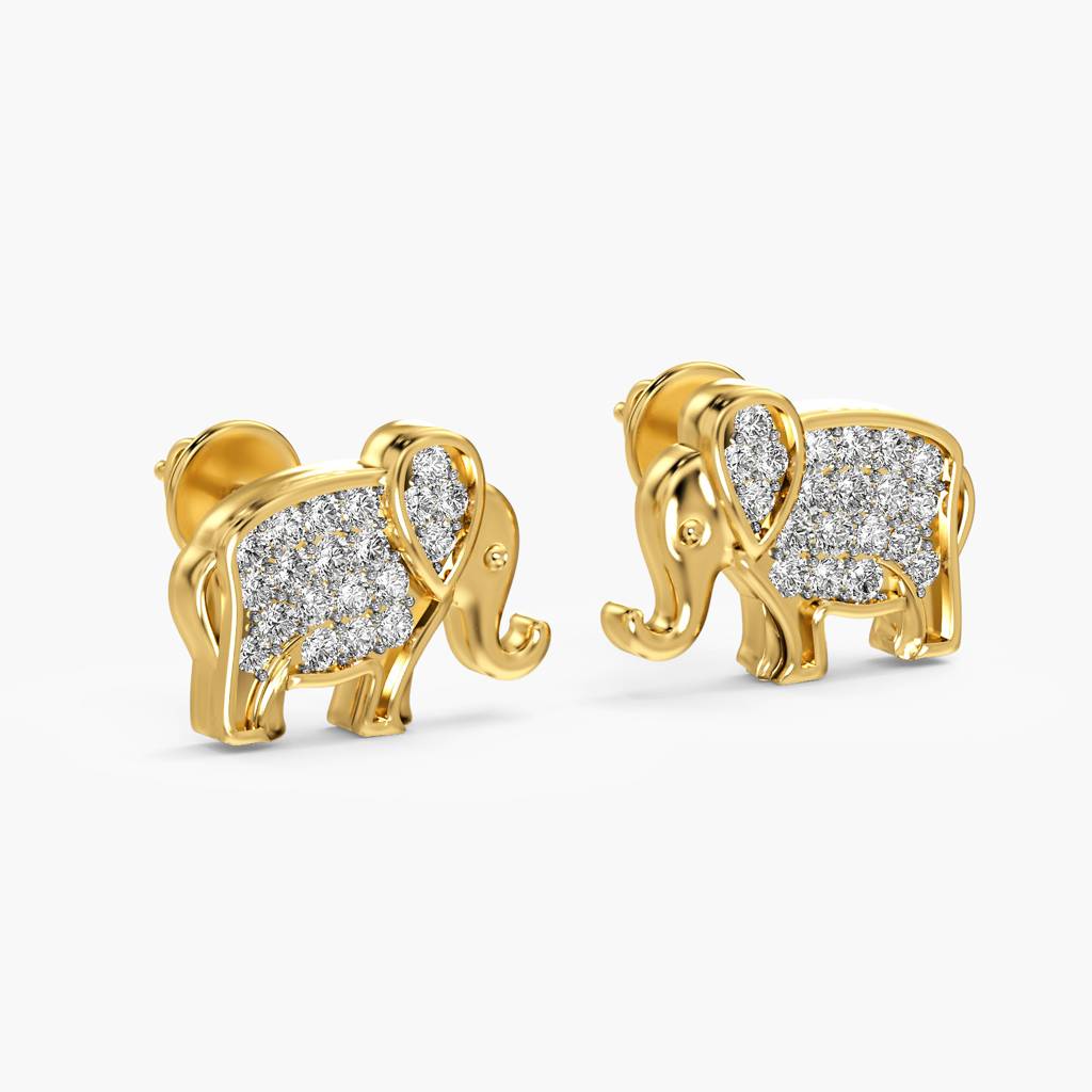 Elephant Motif Lab-Grown Diamond Earrings : ER-372