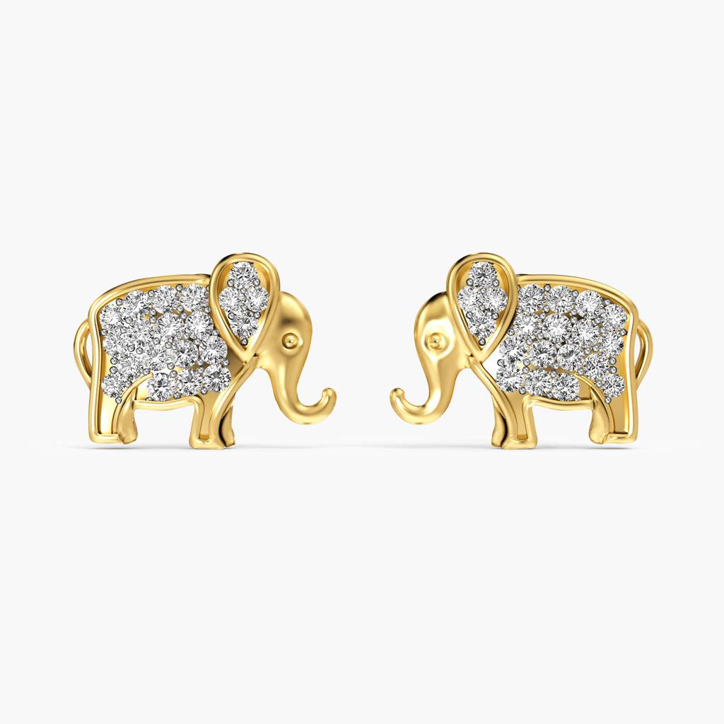 Elephant Motif Lab-Grown Diamond Earrings : ER-372