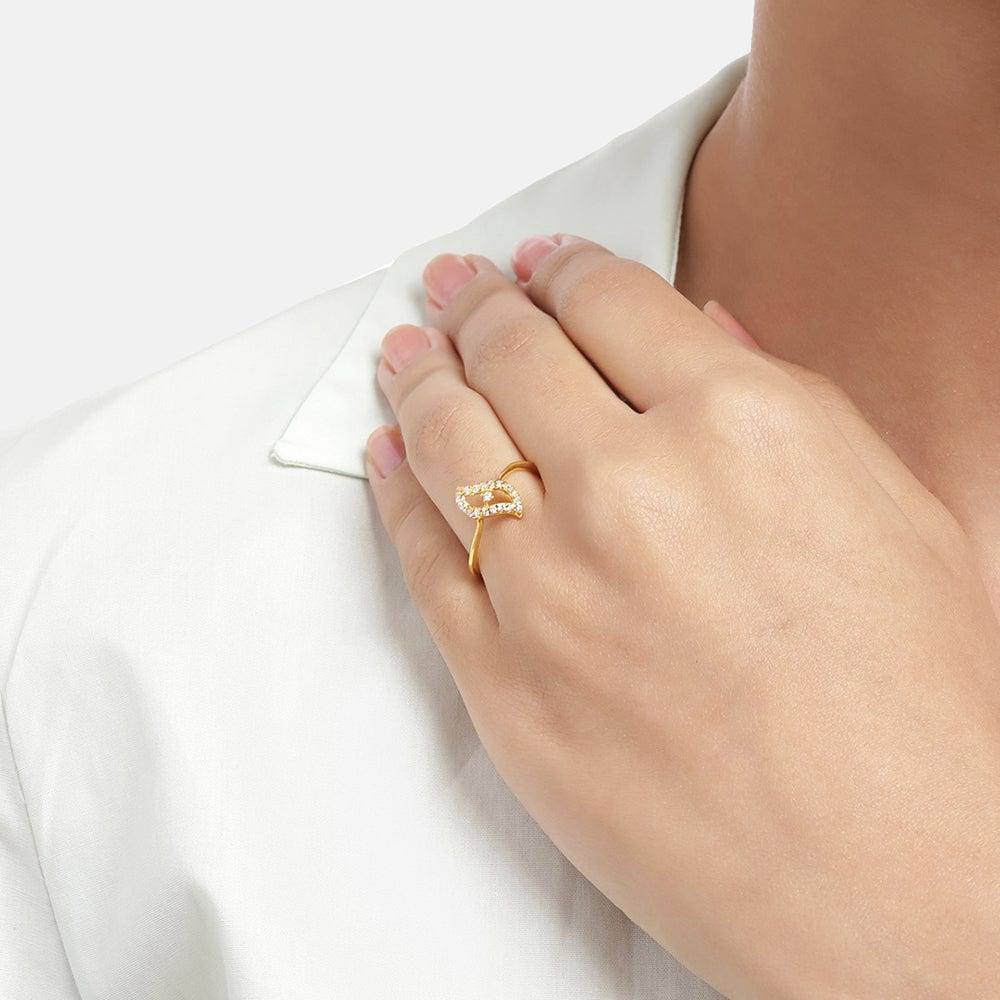 Gold Plated Zircon Silver Ring : Z125SG002R025