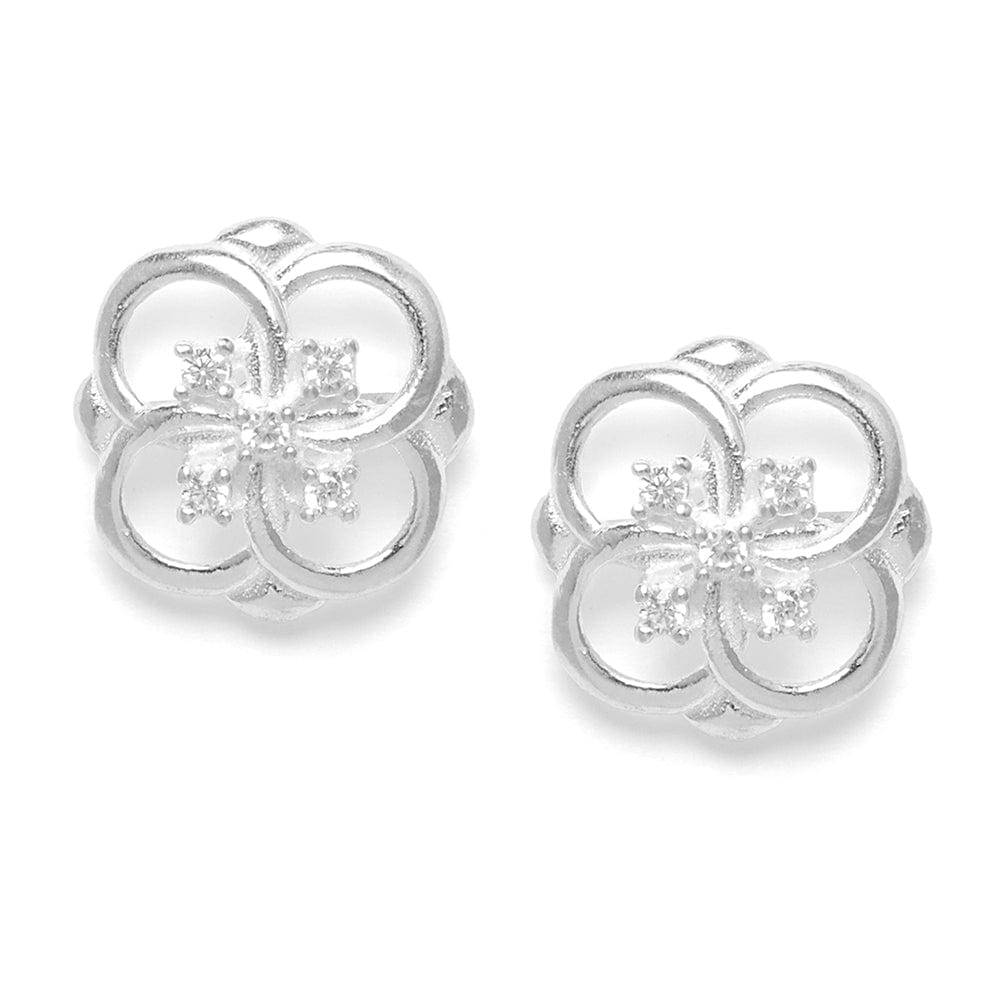 Floral Bloom Silver Zircon Earrings : Z125SG003E063