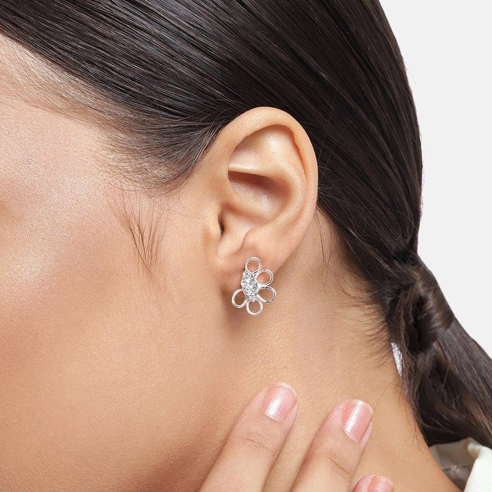 Radiant Silver Zircon Earrings : Z125SG003E064